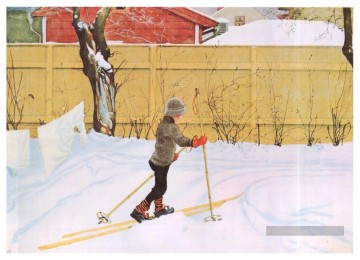 le skieur Carl Larsson Peinture à l'huile